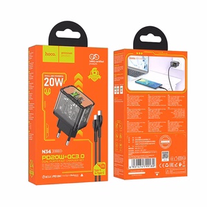 Įkroviklis Hoco N34 + "USB-C (Type-C) to USB-C (Type-C)" (1xUSB-C;1xUSB 20W)