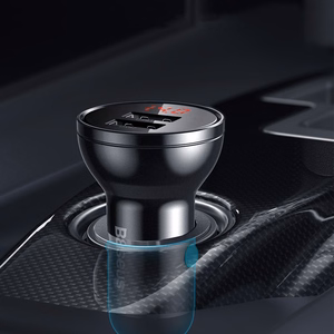 Baseus automobilinis įkroviklis su ekranu, 2x USB, 4,8 A, 24 W (pilkas)