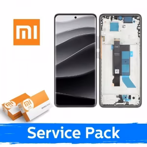 LCD ekranas suderinamas su Xiaomi Redmi Note 14 Pro 5G su rėmeliu / Pusnakčio juodas / (Service Pack)