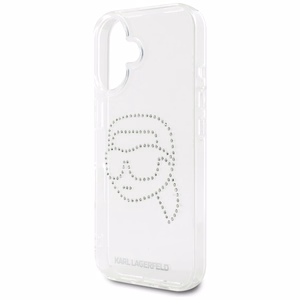 Karl Lagerfeld IML Rhinestones Karl Head Case dėklas telefonui iPhone 16 skaidrus