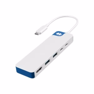 Hyper HyperDrive Flex HD4101BUGL – 5 prievadų USB-C šakotuvas su 1× HDMI, baltas ir mėlynas