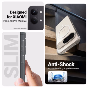 Crong Hybrid Clear Magnetic MagSafe dėklas, skirtas Xiaomi POCO X8 Pro Max 5G, skaidrus