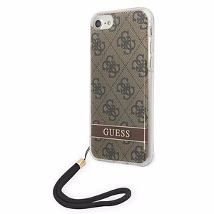 Guess GUOHCI8H4STW iPhone SE 2022 / SE 2020 / 7/ 8 коричневый/коричневый жёсткий чехол 4G Print Strap