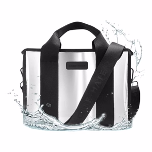 Case-Mate Mini Travel Tote Bag vandeniui atsparus kelioninis krepšys per petį, Silver Chrome
