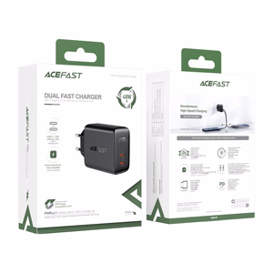 Acefast įkroviklis 2x USB Type C 40W, PPS, PD, QC 3.0, AFC, FCP juodas (A9 juodas)