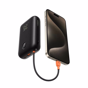 Išorinė baterija VEGER 30000 mAh su įmontuotu kabeliu Type C / Lightning PD QC3.0 35W K3 (W3018) juoda