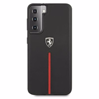 Ferrari FEOSIHCS21MBK S21+ G996 juodas juodas kietasis dėklas Off Track Leather Nylon Stripe