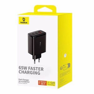Sieninis įkroviklis "Baseus OS-Cube Pro" 2xUSB-C + USB, 65W (juodas)