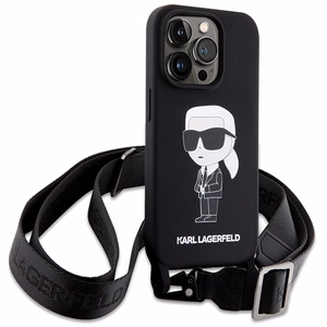 Karl Lagerfeld KLHCP15XSCBSKNK iPhone 15 Pro Max 6.7" жёсткий чехол чёрный/чёрный Crossbody Silicone Ikonik