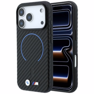 BMW M Carbon Printed Ring MagSafe dėklas, skirtas iPhone 17 Pro Max / 18 Pro Max, juodas