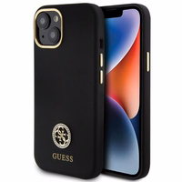 Guess silikoninis Logo Strass 4G dėklas telefonui iPhone 15 - juodas