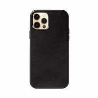 Crong Essential Cover - iPhone 12 Pro Max Faux Leather dėklas (juodas)