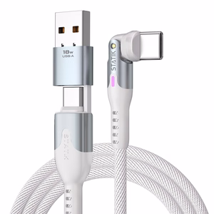 STATIK PowerPivot Pro nailoninis pynimo laidas, USB-C į USB-C, 1 m, baltas