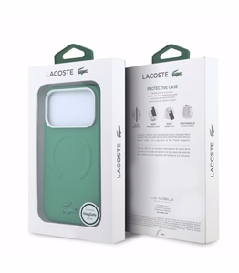 Dėklas Lacoste PVC Petit Pique Semi Wrap Embossed MagSafe Apple iPhone 18 Pro žalias