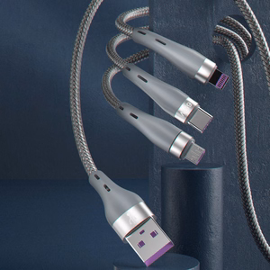 Dudao 3in1 USB laidas Lightning / microUSB / USB Type C 65W 1.2m pilkas (L20X)