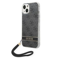 Guess GUOHCP14MH4STK iPhone 14 Plus 6.7 "juodas / juodas kietas dėklas 4G spauda Dirželis