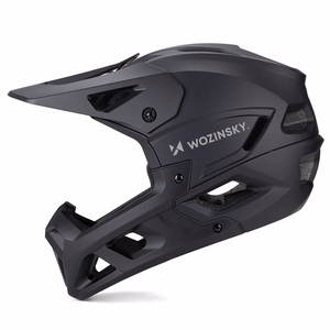 Wozinsky visą veidą dengiantis dviračio šalmas su nuimamu skydeliu, 60–62 cm, juodas