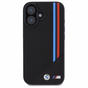 BMW M Meshed Tricolor Stripes MagSafe dėklas iPhone 16 - juodas