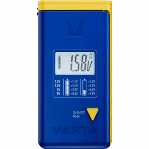 VARTA battery tester with digital display (AA, AAA, Type C, Type D, 9V, button) 893101111 blue