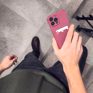 Card Armor dėklas maišelis iPhone 11 Pro kortelės piniginė silikoninis šarvas oro pagalvė - raudona