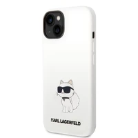 Karl Lagerfeld silikoninis Choupette dėklas telefonui iPhone 14 Plus - baltas