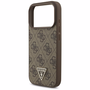 Guess 4G Strap Triangle Logo Magnetinis dėklas telefonui iPhone 17 Pro - ruda