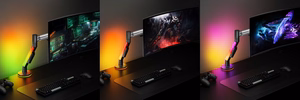 17"-40" monitoriaus spyruoklinis laikiklis, su RGB apšvietimu, juodas