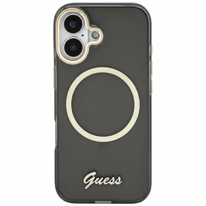Guess IML Script Metal MagSafe Dėklas for iPhone 17 - juodas