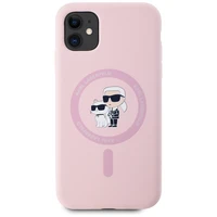 Karl Lagerfeld silikoninis Karl&Choupette Magnetinis dėklas telefonui iPhone 11 - rožinis