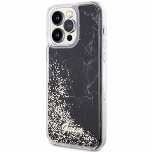 Guess GUHCP14XLCSGSGK iPhone 14 Pro Max 6.7" juodas/juodas kietas dėklas Liquid Glitter Marble