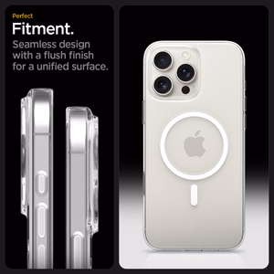 Spigen Thin Fit MagSafe deklas, skirtas iPhone 16 Pro - Skaidrus ir baltas