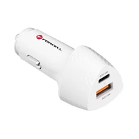 FORCELL F-ENERGY Carbon CC50-1A1C automobilinis įkroviklis Type C + USB A PD QC3.0 3A 38W baltas