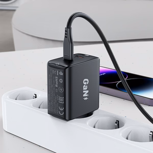 Greitas GaN 35W PD įkroviklis 2x USB C Acefast A49 - juodas