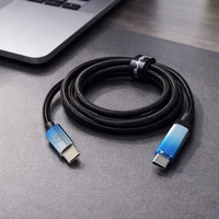 Blavec Laidas Velox pintas - Typ C na Typ C - PD 100W 5A LED display 1,2 metra Apple CarPlay/Android Auto (CVE-CC5B12) juodas