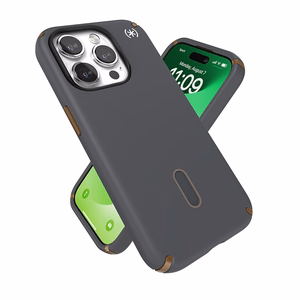 Speck Presidio2 Pro ClickLock MagSafe dėklas, skirtas iPhone 15 Pro, antracito pilkas ir šaltos bronzos spalvos