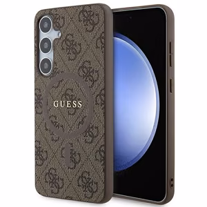 Guess 4G Collection Odinis Metalinis Logotipas Magnetinis dėklas telefonui Samsung Galaxy S24+ - rudas