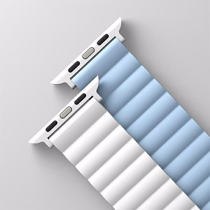 UNIQ dirželis Revix Apple Watch Series 1/2/3/4/5/6/7/8/9/SE/SE2 38/40/41mm dvipusis magnetinis baltas-mėlynas