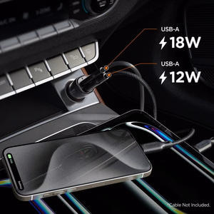 Spigen Essential EV302 2 jungčių 30W automobilinis įkroviklis juodas