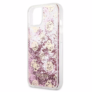 Guess GUHCP13SLGPEPI iPhone 13 mini 5.4" rožinis/rožinis kietas dėklas Peony Liquid Glitter