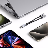 Tech-Protect UltraBoost USB-C (male) PD 60W 6A / mini lizdas 3.5mm (female) - USB-C (female) - juodas