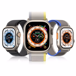 Sportinė Velcro juosta Apple Watch Ultra / 9 / 8 / 7 / 6 / SE / 5 / 4 / 3 / 2 / 1 (42, 44, 45, 49 mm) Dux Ducis juosta YJ versija - mėlyna-pilka