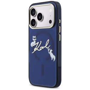 Karl Lagerfeld IML Choupettes Karl Script Logo MagSafe Dėklas for iPhone 17 Pro Max - mėlynas