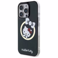 Hello Kitty IML Linksmas kaspinas magnetinis iPhone 16 Pro dėklas - juodas