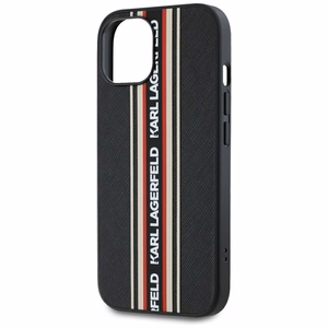Karl Lagerfeld Saffiano Athleisure Stripes Cord Dėklas telefonui iPhone 15 - raudonas