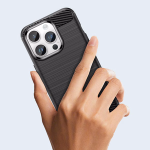 Karboninis dėklas iPhone 14 Pro Max - gelio nugaros dangtis, juodos spalvos