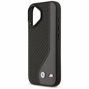 BMW dėklas telefonui IPHONE 17, suderinamas su MagSafe BMHMP17S25PCCSCAK (PU anglies logotipas) antracito