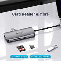 UNITEK aktyvus šakotuvas USB-C 2X HDMI 4K, RJ45, PD 100W