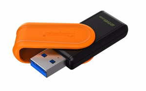 Kingston DataTraveler Exodia S USB 3.2 atminukas, 256 GB, juoda / oranžinė
