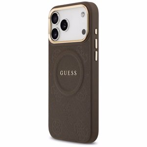Guess Peony Hot Stamp Magnetinis dėklas telefonui iPhone 17 Pro Max - rudas