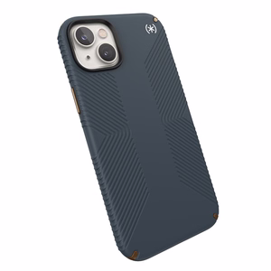 Чехол Speck Presidio2 Grip для iPhone 15 Plus / 14 Plus, с нескользящим покрытием, цветовая комбинация «Charcoal / Cool Bronze / Slate»